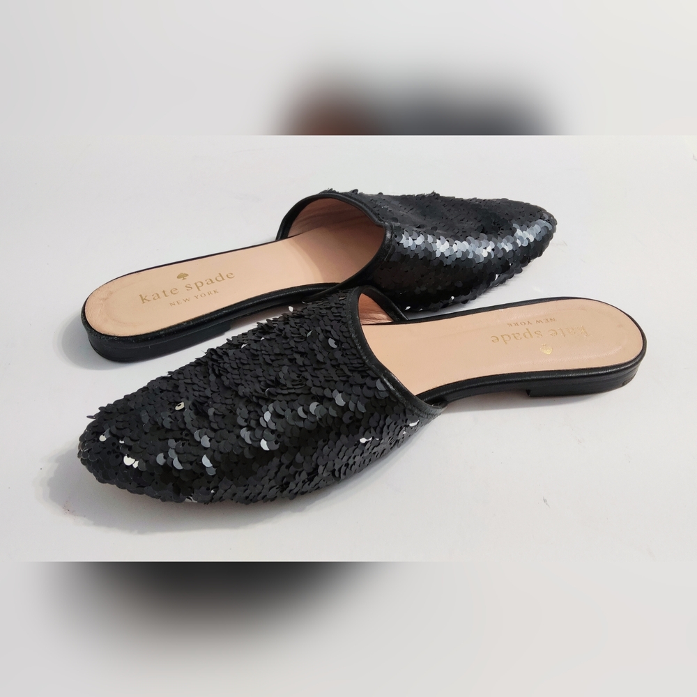 Kate Spade Convertible Black Or Silver Sequin Women's Mules Size 6 US. Pre-owned